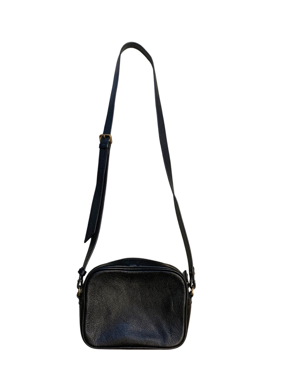J. Crew Camera Bag Classic Black Pebbled Leather Crossbody Minimalist Capsule